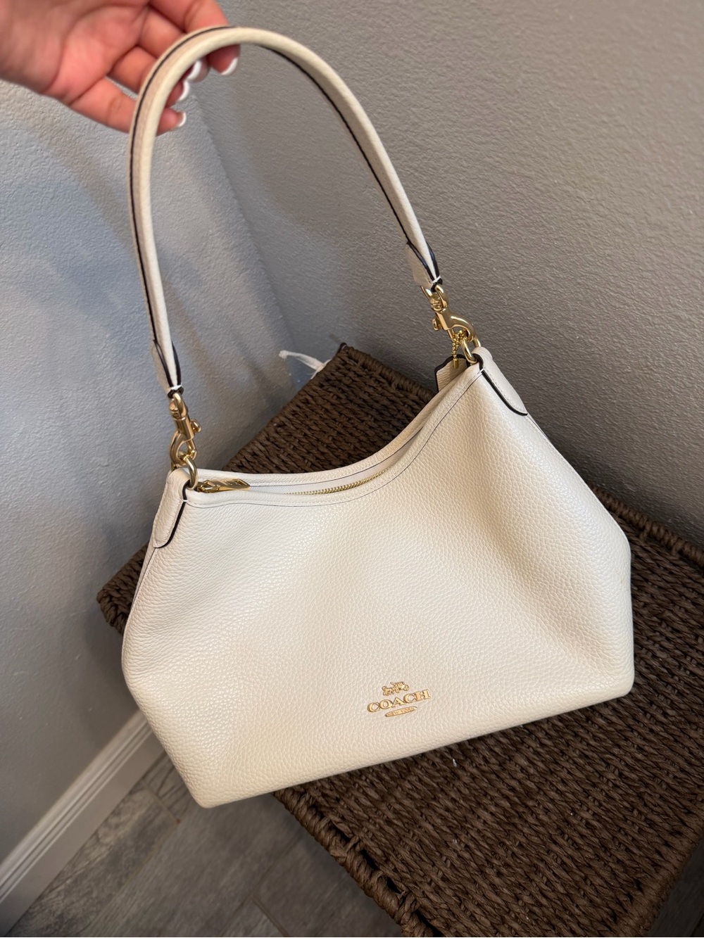 Coach  Laurel  Pebbled Leather Shoulder Bag with Gold Hardware